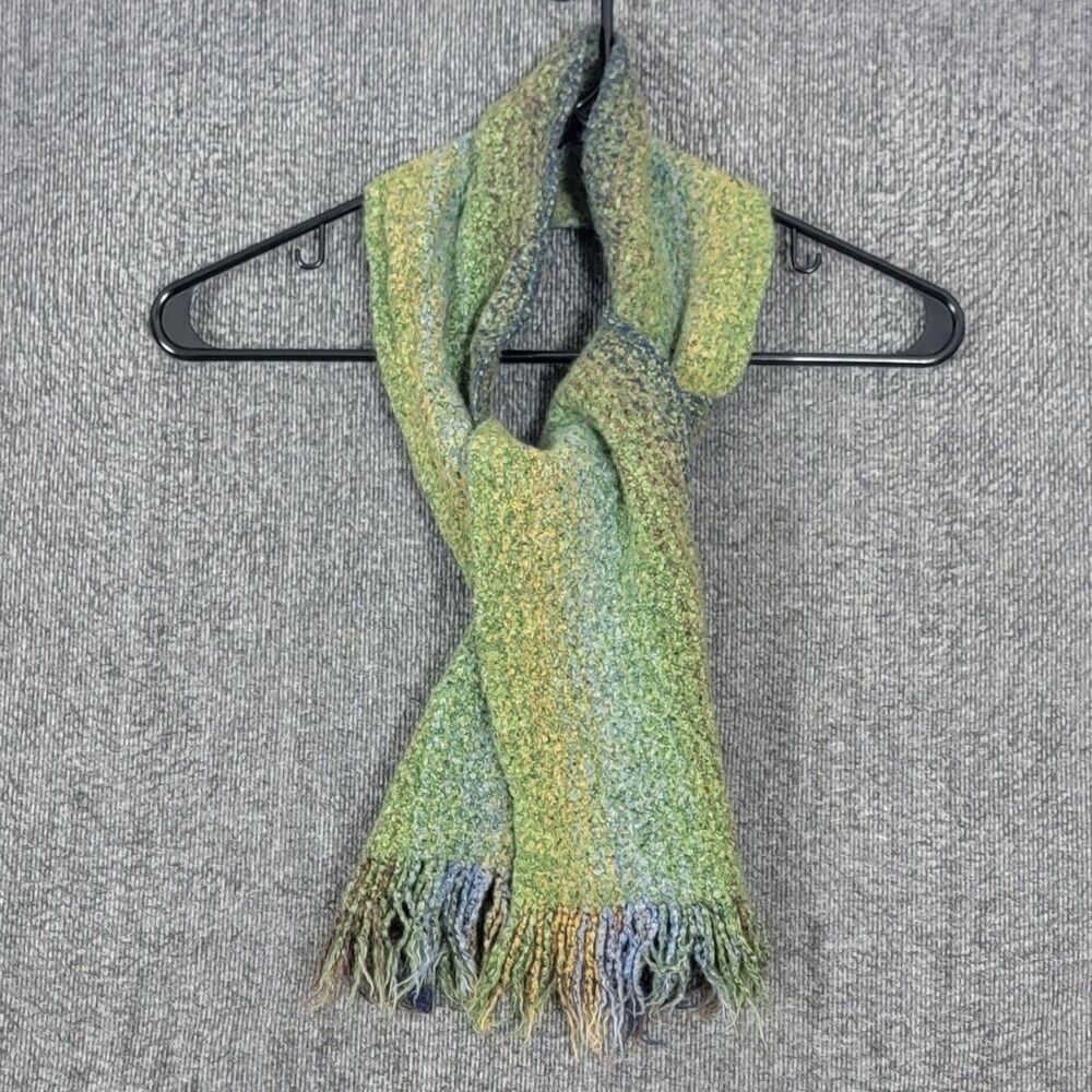 Mucros Weavers Scarf Girls Green Boucle Merino Wool Cashmere Fringe Ireland